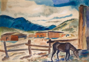 Burro in Santa Fe Landscape